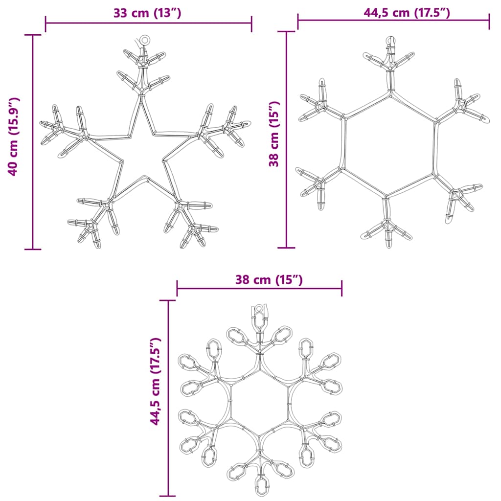 Weihnachts-Schneeflocke Warmes Weiß 44,5 x 38 cm PVC