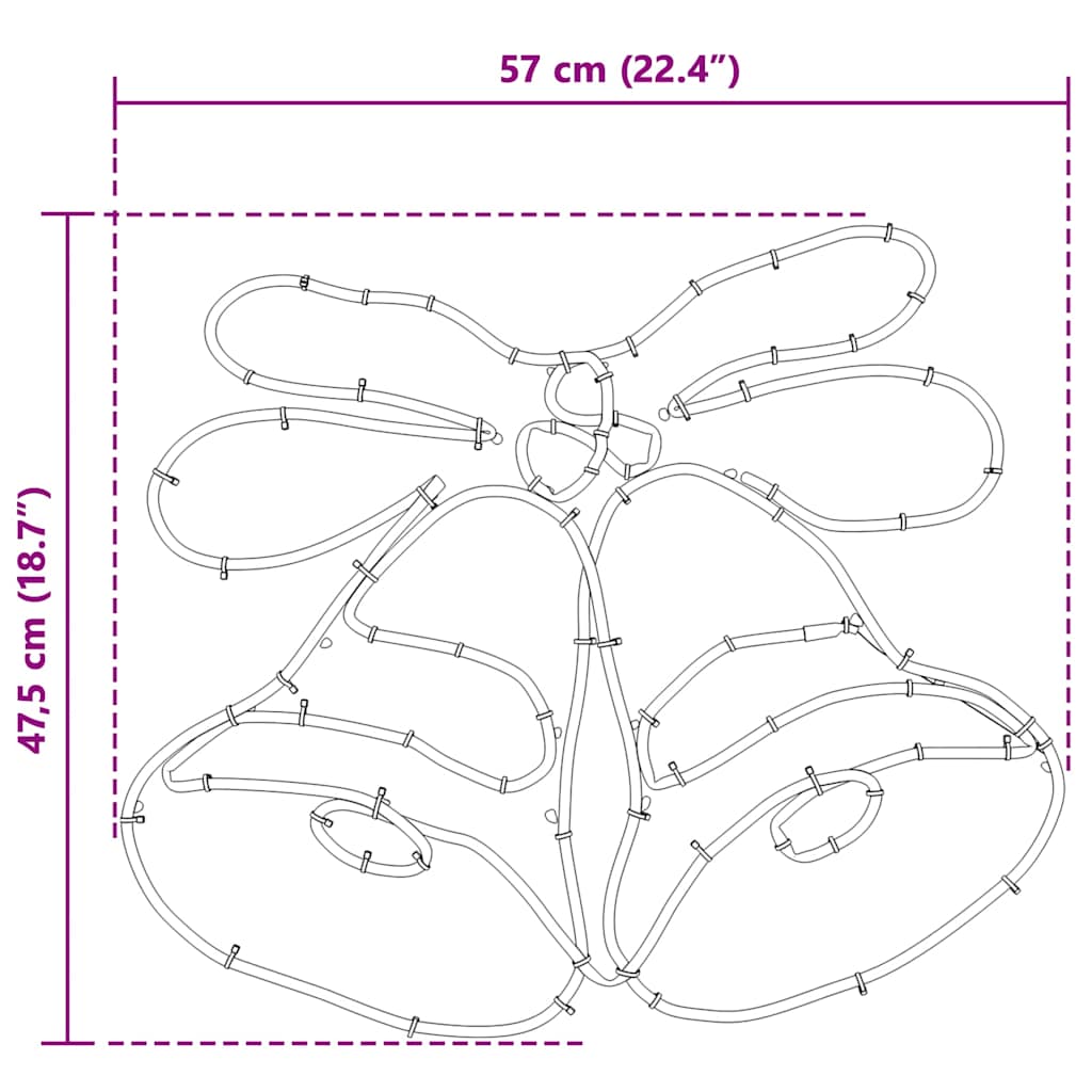 Weihnachtsglocke mit 144 LEDs Mehrfarbig 57 x 47,5 cm PVC