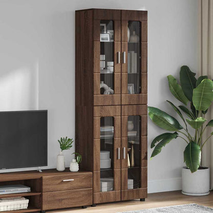 Highboard mit Regal FLORIN Braun Eichen-Optik 60 x 35 x 182 cm