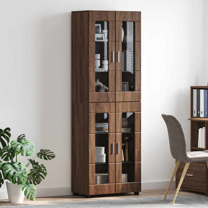 Highboard mit Regal FLORIN Braun Eichen-Optik 60 x 35 x 182 cm