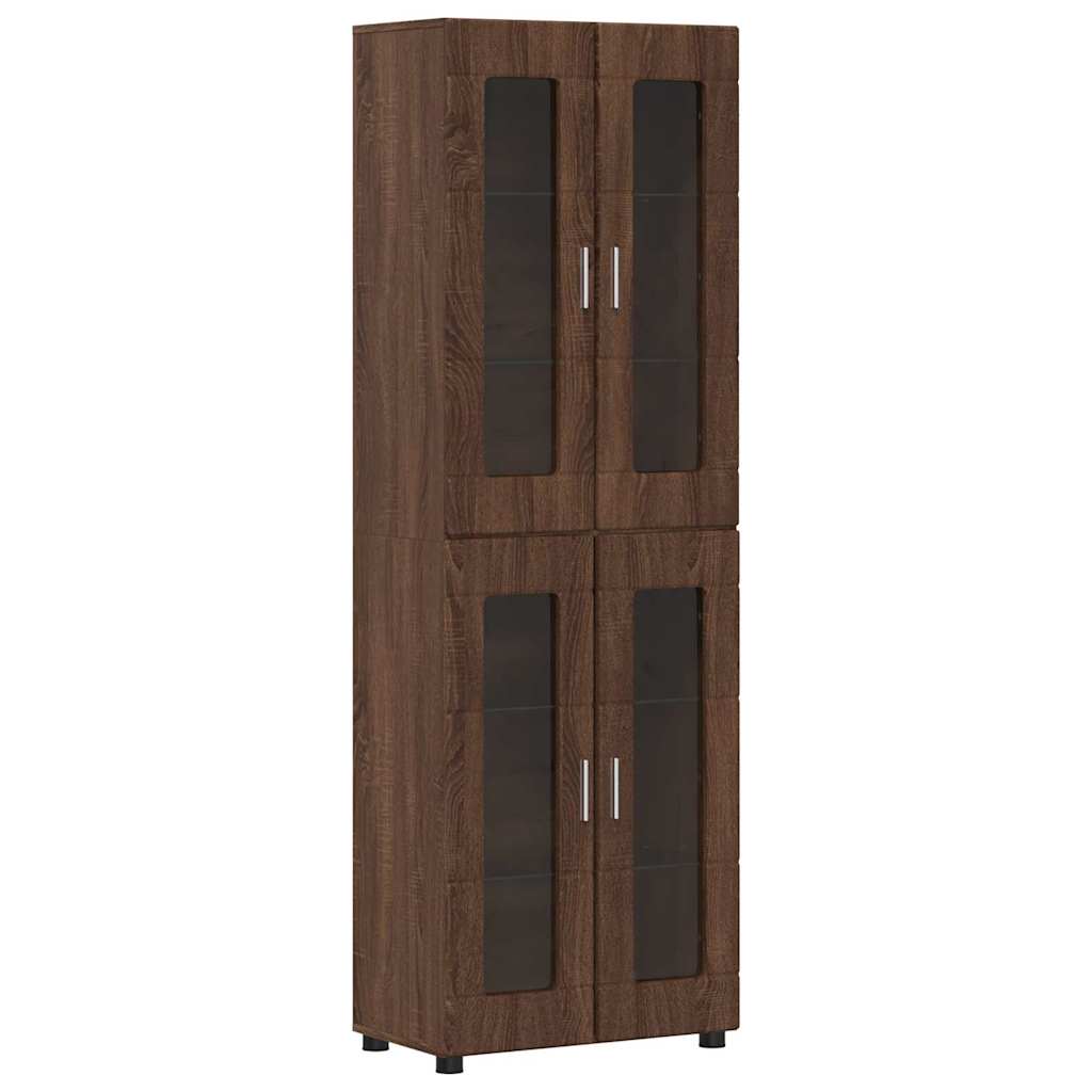 Highboard mit Regal FLORIN Braun Eichen-Optik 60 x 35 x 182 cm
