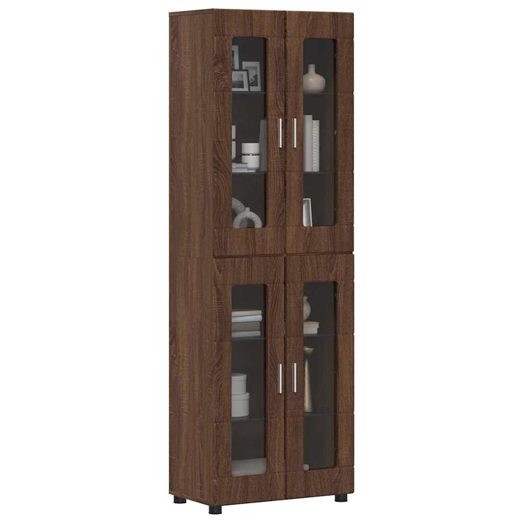 Highboard mit Regal FLORIN Braun Eichen-Optik 60 x 35 x 182 cm