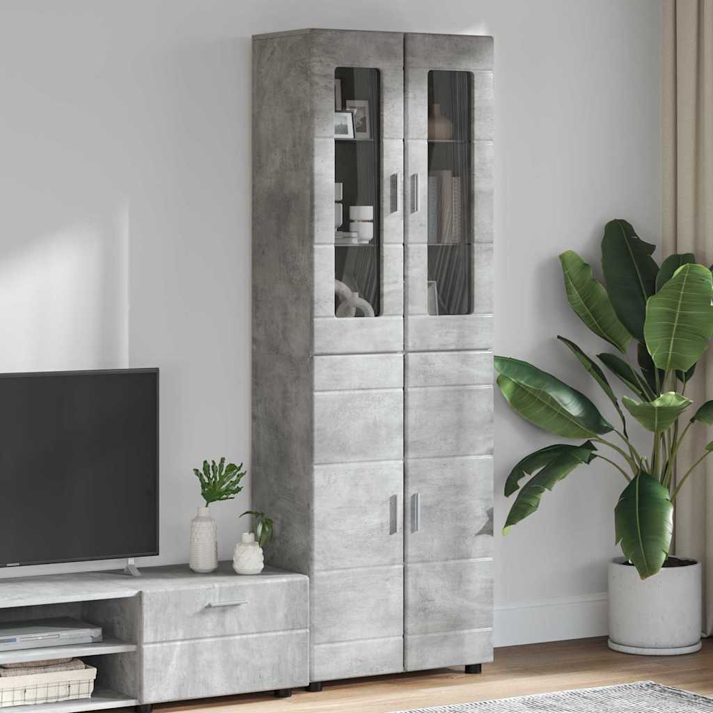 Highboard FLORIN Beton Grau 60 x 35 x 182 cm Holzwerkstoff