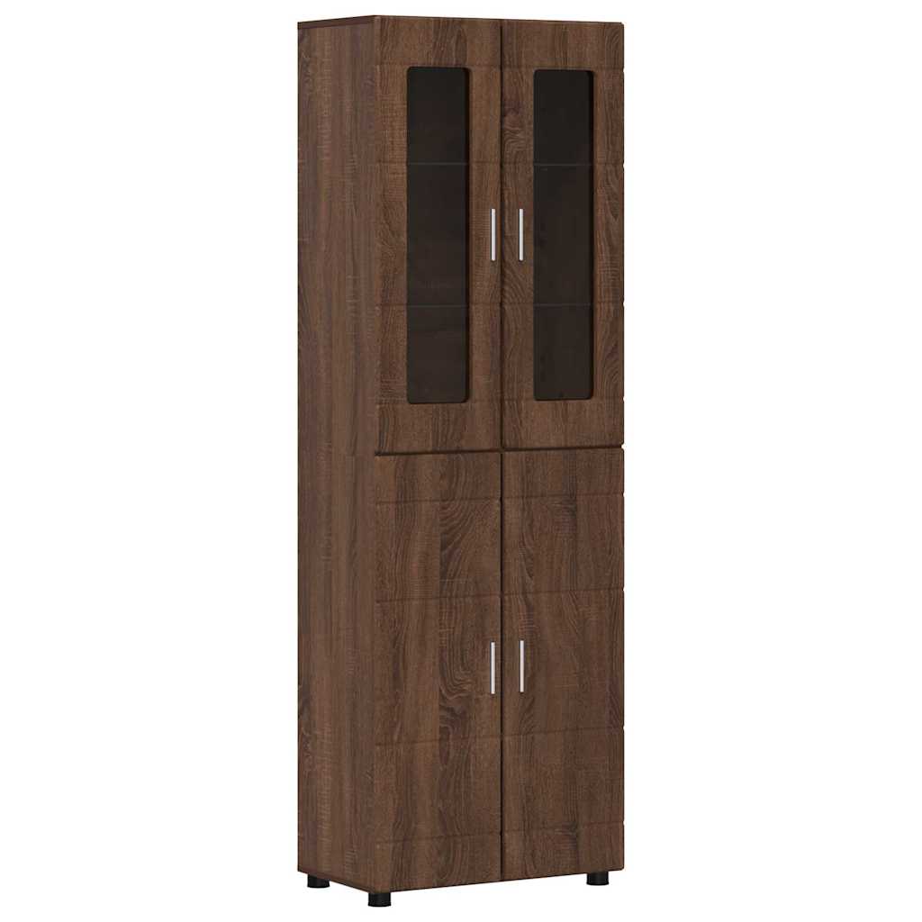 Highboard mit Regal FLORIN Braun Eichen-Optik 60 x 35 x 182 cm