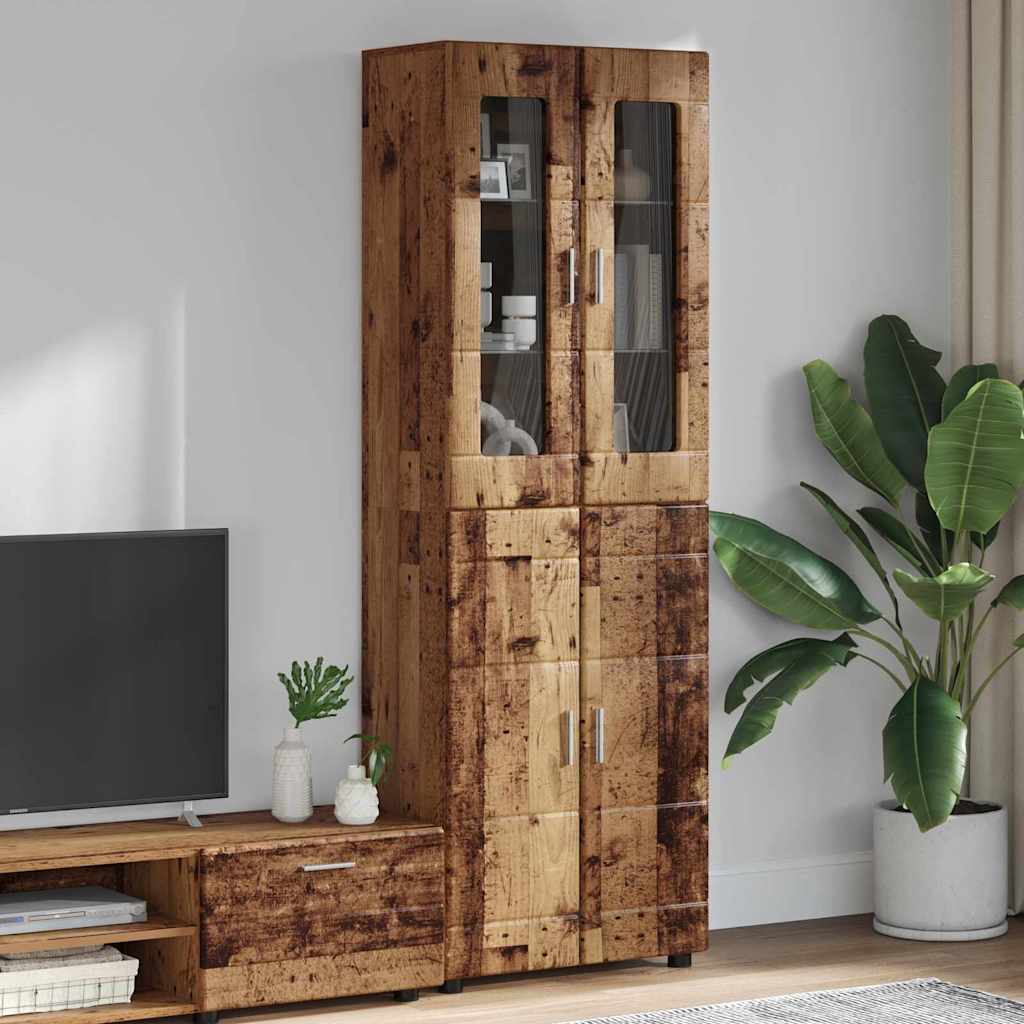 Highboard mit Tür FLORIN Altholz 60 x 35 x 182 cm Holzwerkstoff