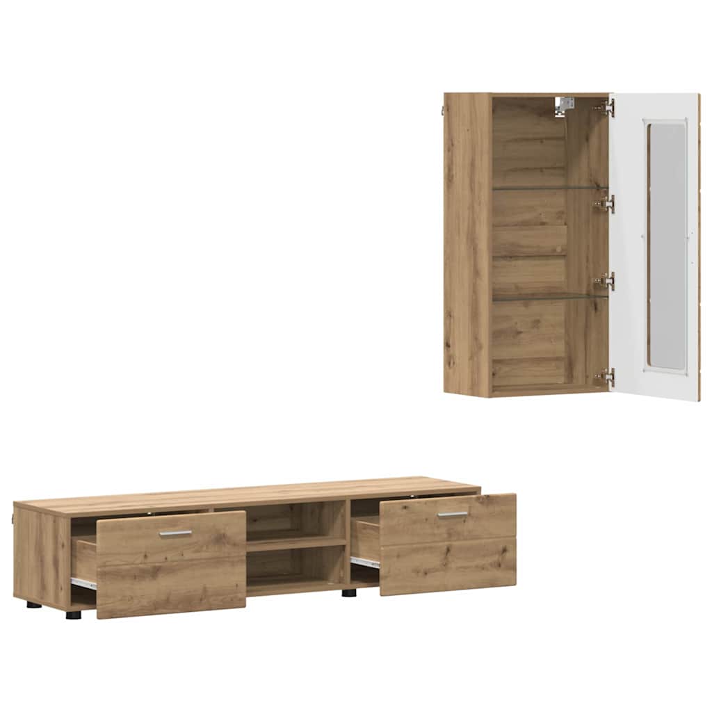 TV-Schrankset mit Schubladen FLORIN Artisan-Eiche Holzwerkstoff