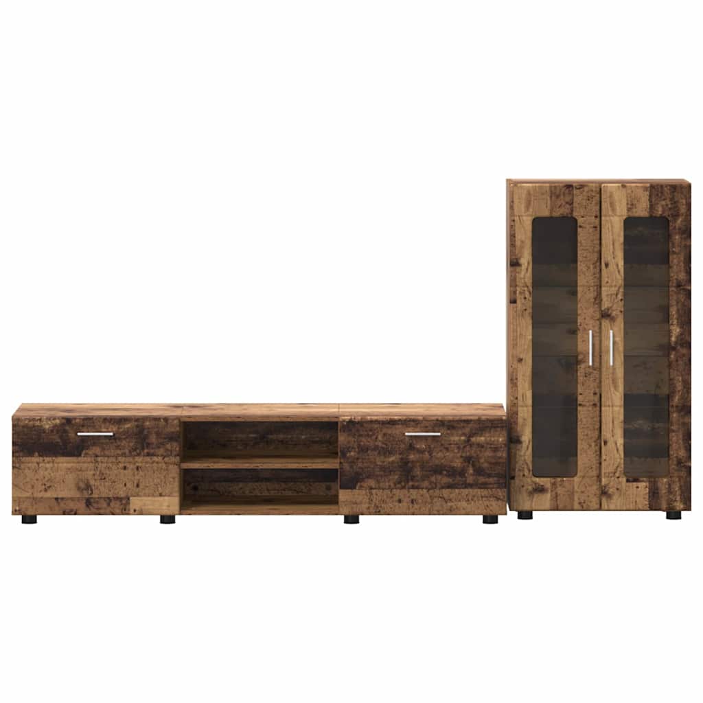 TV-Schrankset mit Schubladen FLORIN Altholz Holzwerkstoff