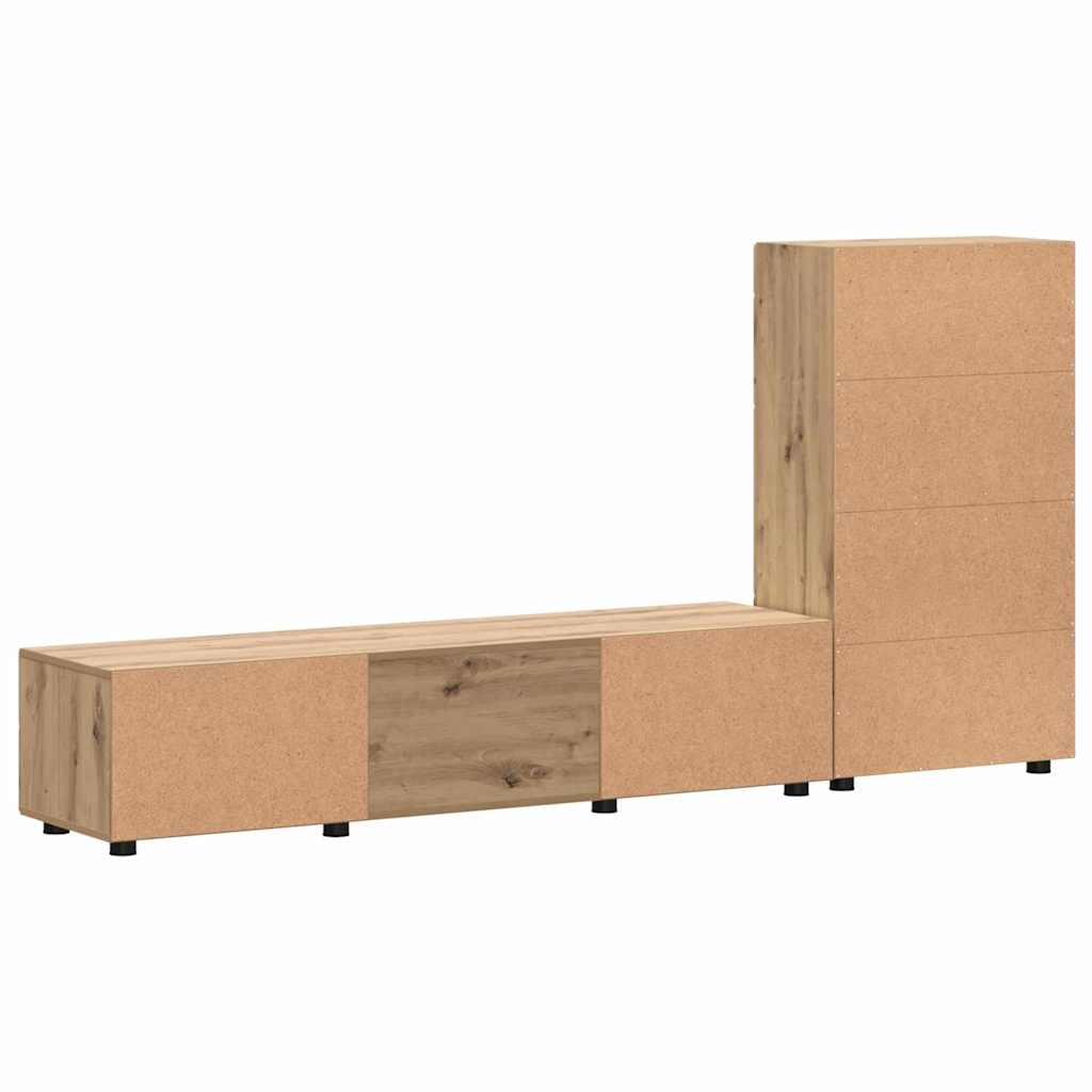 TV-Schrankset mit Schubladen FLORIN Artisan-Eiche Holzwerkstoff