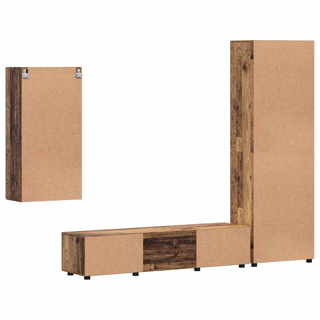 TV-Schrankset mit Schubladen FLORIN Altholz Holzwerkstoff