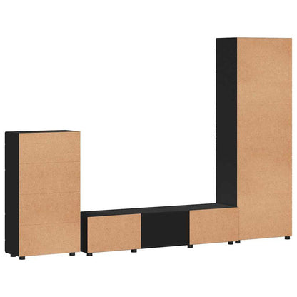 TV-Schrankset mit Schubladen FLORIN Schwarz Holzwerkstoff