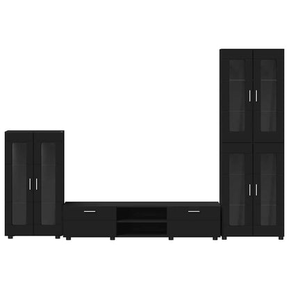TV-Schrankset mit Schubladen FLORIN Schwarz Holzwerkstoff