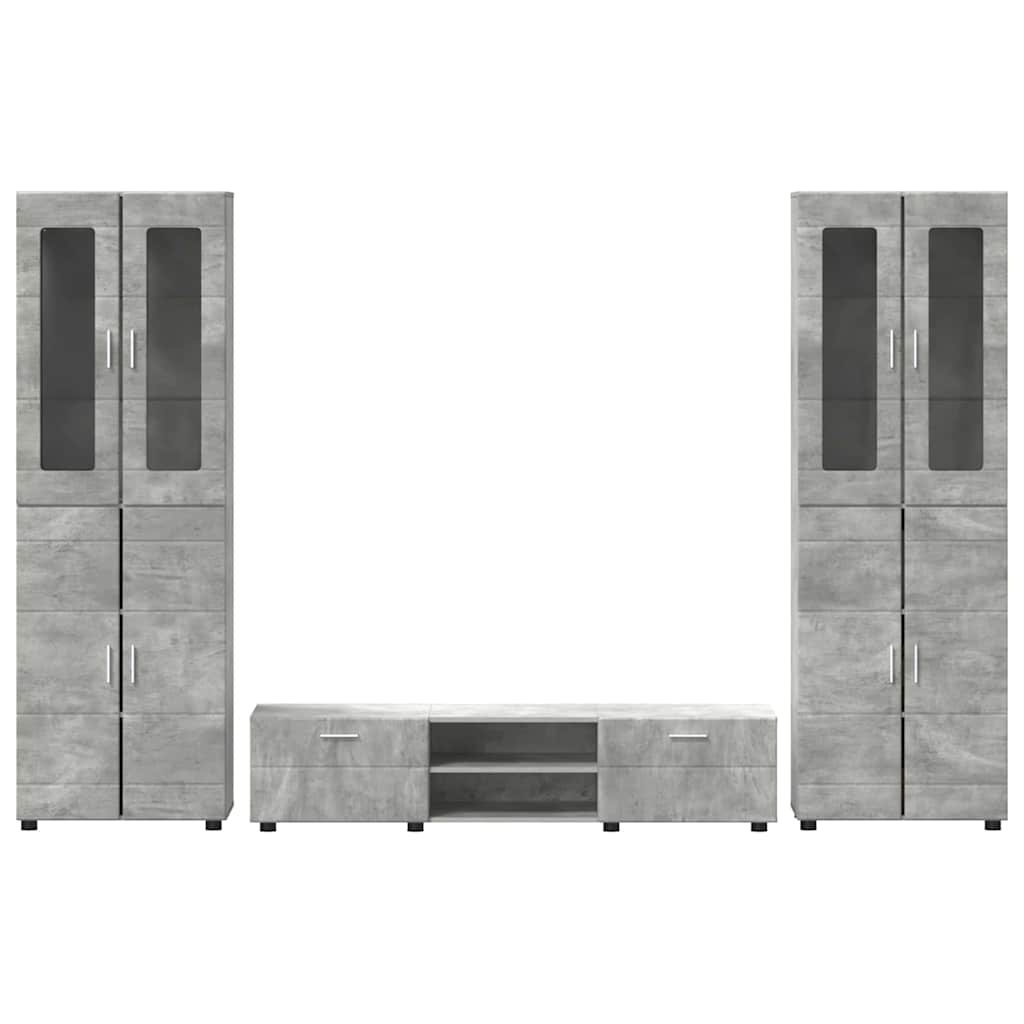 TV-Schrankset mit Schubladen FLORIN Beton Grau Holzwerkstoff