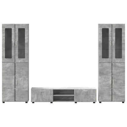 TV-Schrankset mit Schubladen FLORIN Beton Grau Holzwerkstoff