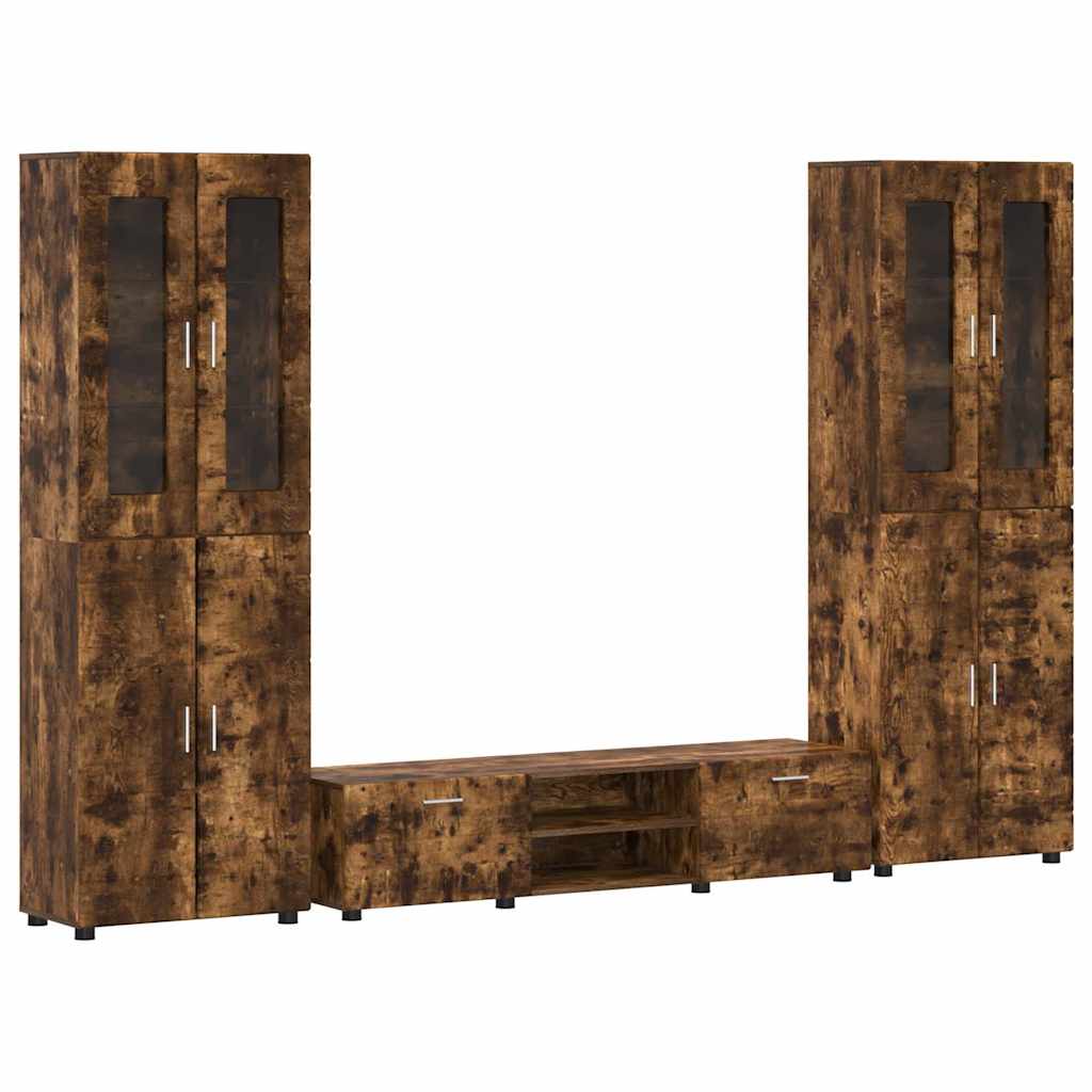 TV-Schrankset mit Regal FLORIN Geräucherte Eiche Holzwerkstoff