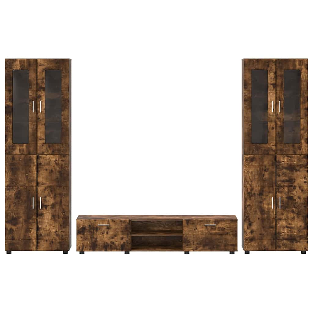 TV-Schrankset mit Regal FLORIN Geräucherte Eiche Holzwerkstoff