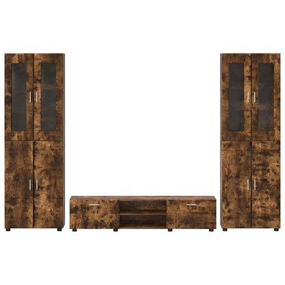 TV-Schrankset mit Regal FLORIN Geräucherte Eiche Holzwerkstoff