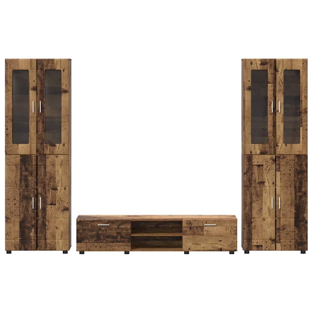 TV-Schrankset mit Schubladen FLORIN Altholz Holzwerkstoff