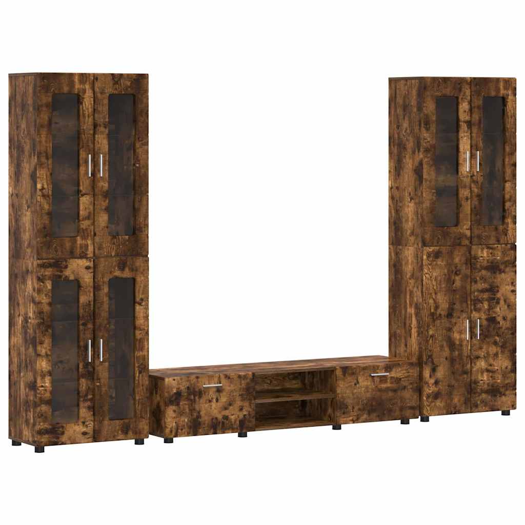 TV-Schrankset mit Regal FLORIN Geräucherte Eiche Holzwerkstoff