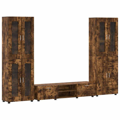 TV-Schrankset mit Regal FLORIN Geräucherte Eiche Holzwerkstoff