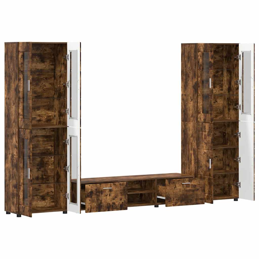 TV-Schrankset mit Regal FLORIN Geräucherte Eiche Holzwerkstoff