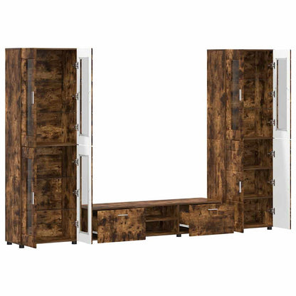 TV-Schrankset mit Regal FLORIN Geräucherte Eiche Holzwerkstoff