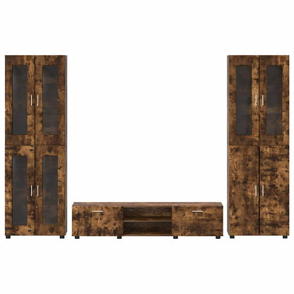 TV-Schrankset mit Regal FLORIN Geräucherte Eiche Holzwerkstoff