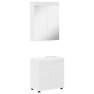 vidaXL Badezimmermöbel-Set mit Regal mit Tür TULUM Weiß Holzwerkstoff