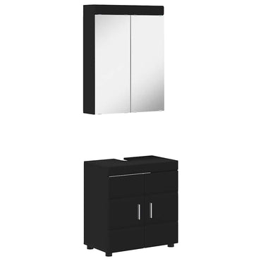 vidaXL Badezimmermöbel-Set mit Regal TULUM Schwarz Holzwerkstoff