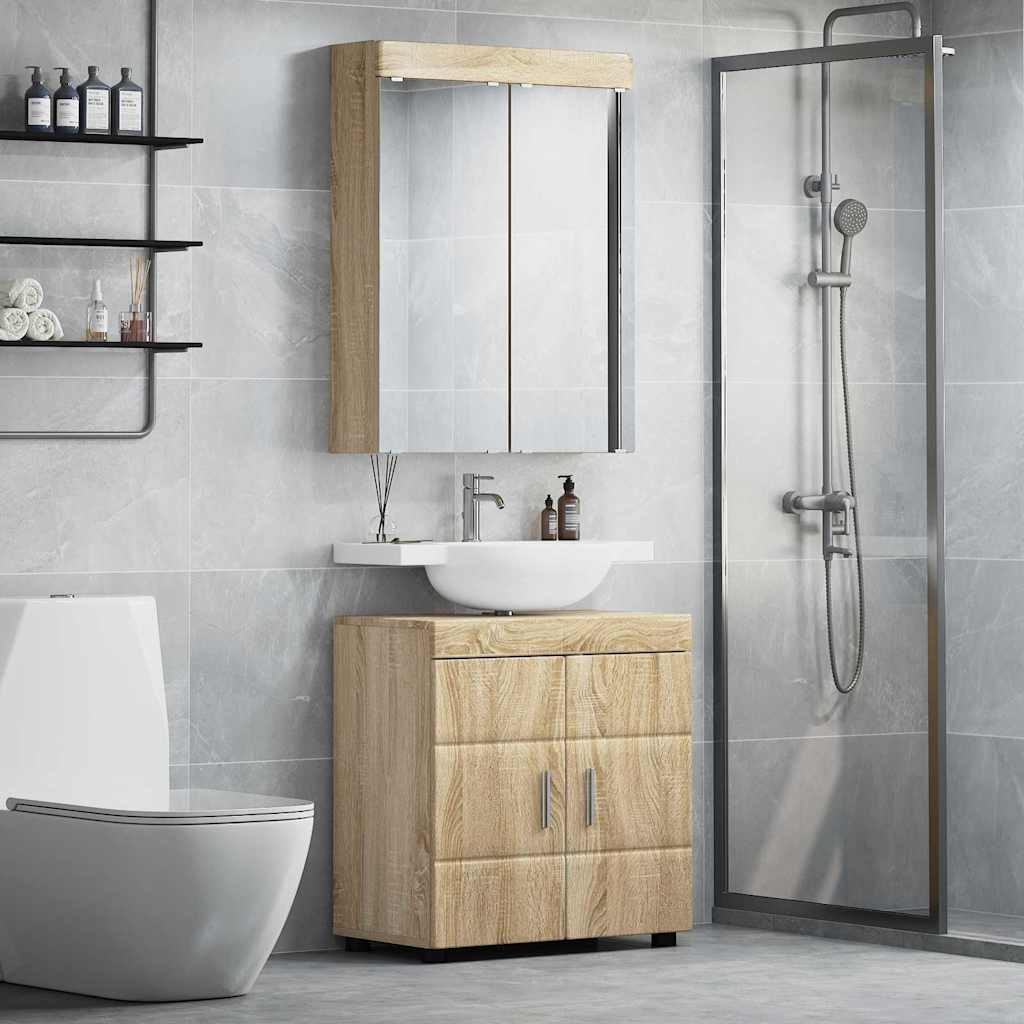 vidaXL Badezimmermöbel-Set mit Regal TULUM Sonoma-Eiche Holzwerkstoff