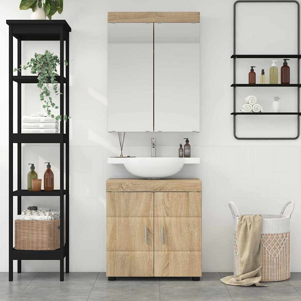 vidaXL Badezimmermöbel-Set mit Regal TULUM Sonoma-Eiche Holzwerkstoff