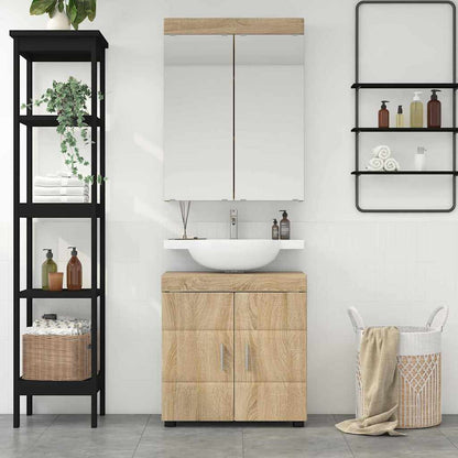 vidaXL Badezimmermöbel-Set mit Regal TULUM Sonoma-Eiche Holzwerkstoff