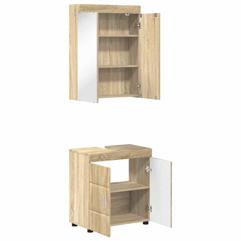 vidaXL Badezimmermöbel-Set mit Regal TULUM Sonoma-Eiche Holzwerkstoff