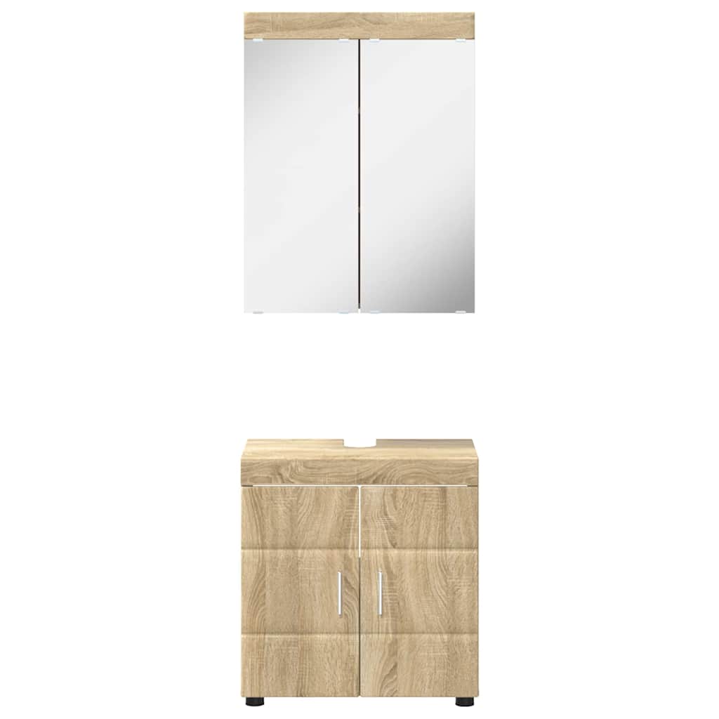 vidaXL Badezimmermöbel-Set mit Regal TULUM Sonoma-Eiche Holzwerkstoff