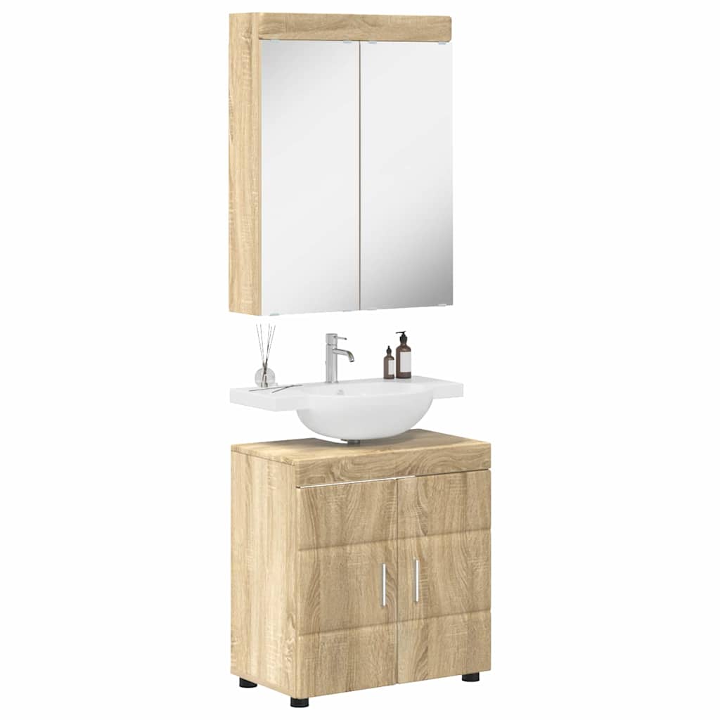 vidaXL Badezimmermöbel-Set mit Regal TULUM Sonoma-Eiche Holzwerkstoff