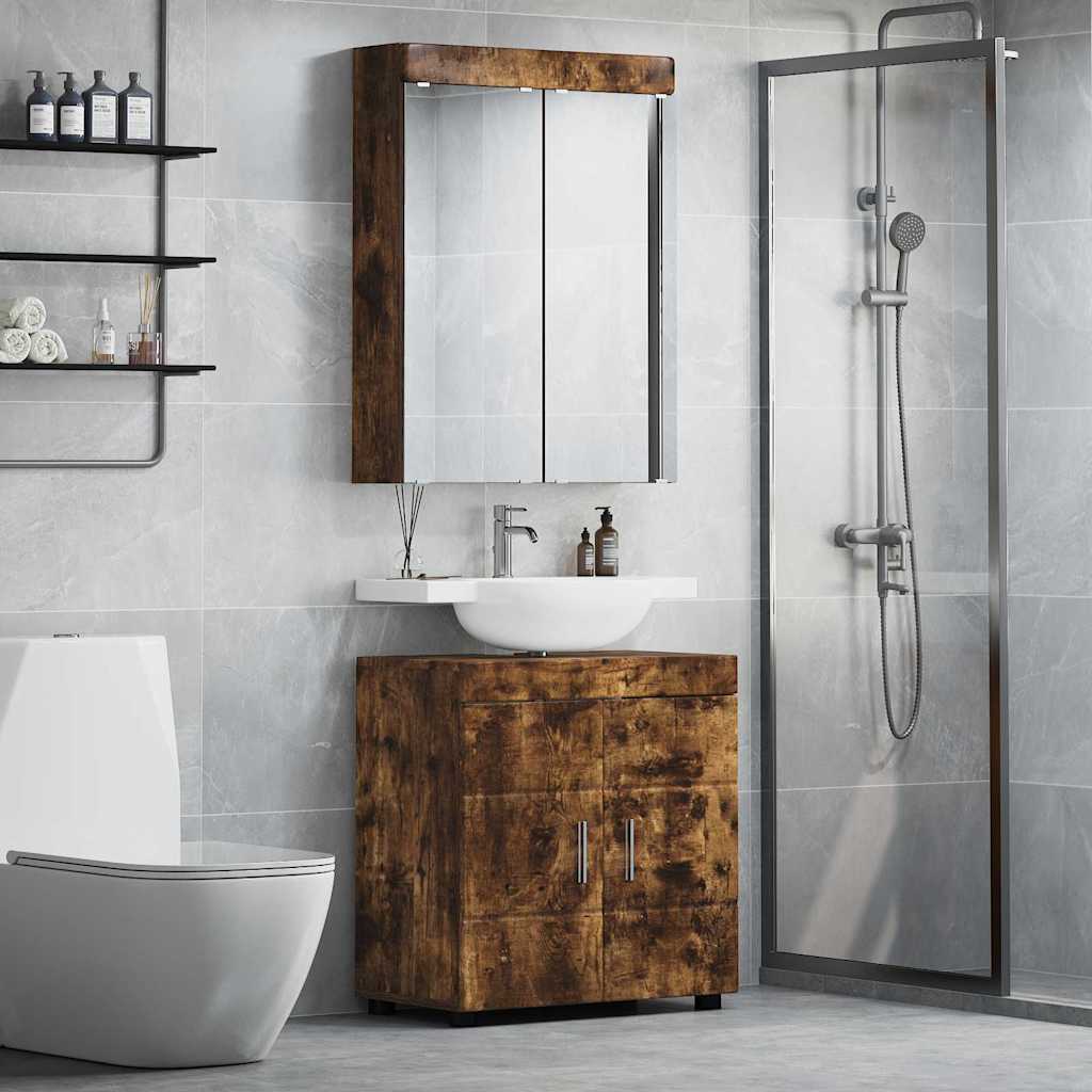 vidaXL Badezimmermöbel-Set TULUM Geräucherte Eiche Holzwerkstoff