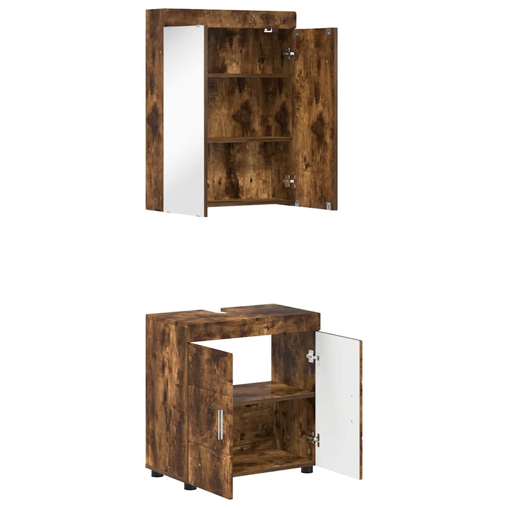 vidaXL Badezimmermöbel-Set TULUM Geräucherte Eiche Holzwerkstoff