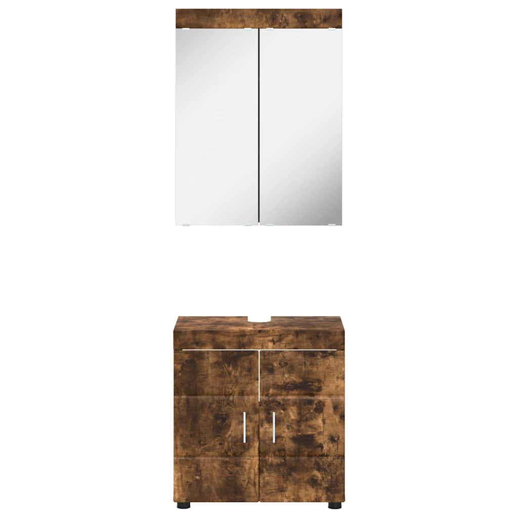 vidaXL Badezimmermöbel-Set TULUM Geräucherte Eiche Holzwerkstoff