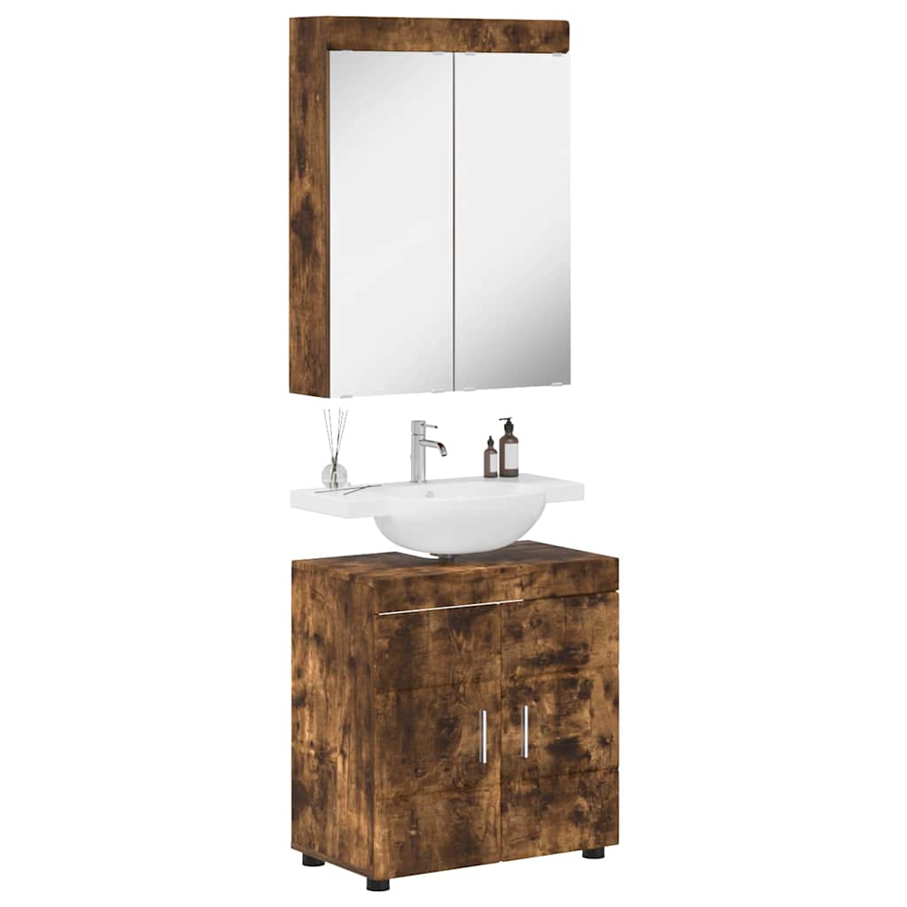 vidaXL Badezimmermöbel-Set TULUM Geräucherte Eiche Holzwerkstoff