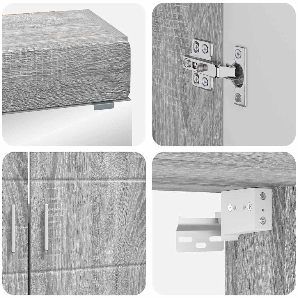 vidaXL Badezimmermöbel-Set mit Regal TULUM Graues Sonoma Holzwerkstoff