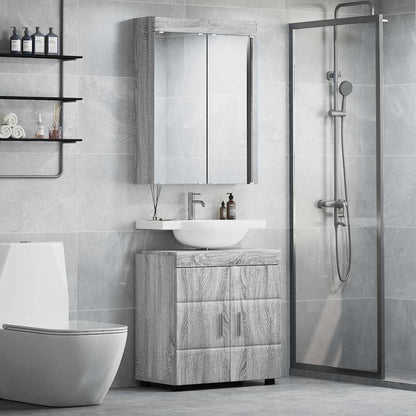 vidaXL Badezimmermöbel-Set mit Regal TULUM Graues Sonoma Holzwerkstoff