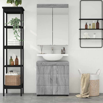 vidaXL Badezimmermöbel-Set mit Regal TULUM Graues Sonoma Holzwerkstoff