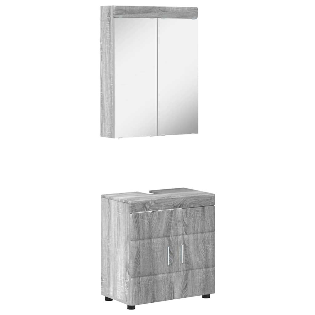 vidaXL Badezimmermöbel-Set mit Regal TULUM Graues Sonoma Holzwerkstoff