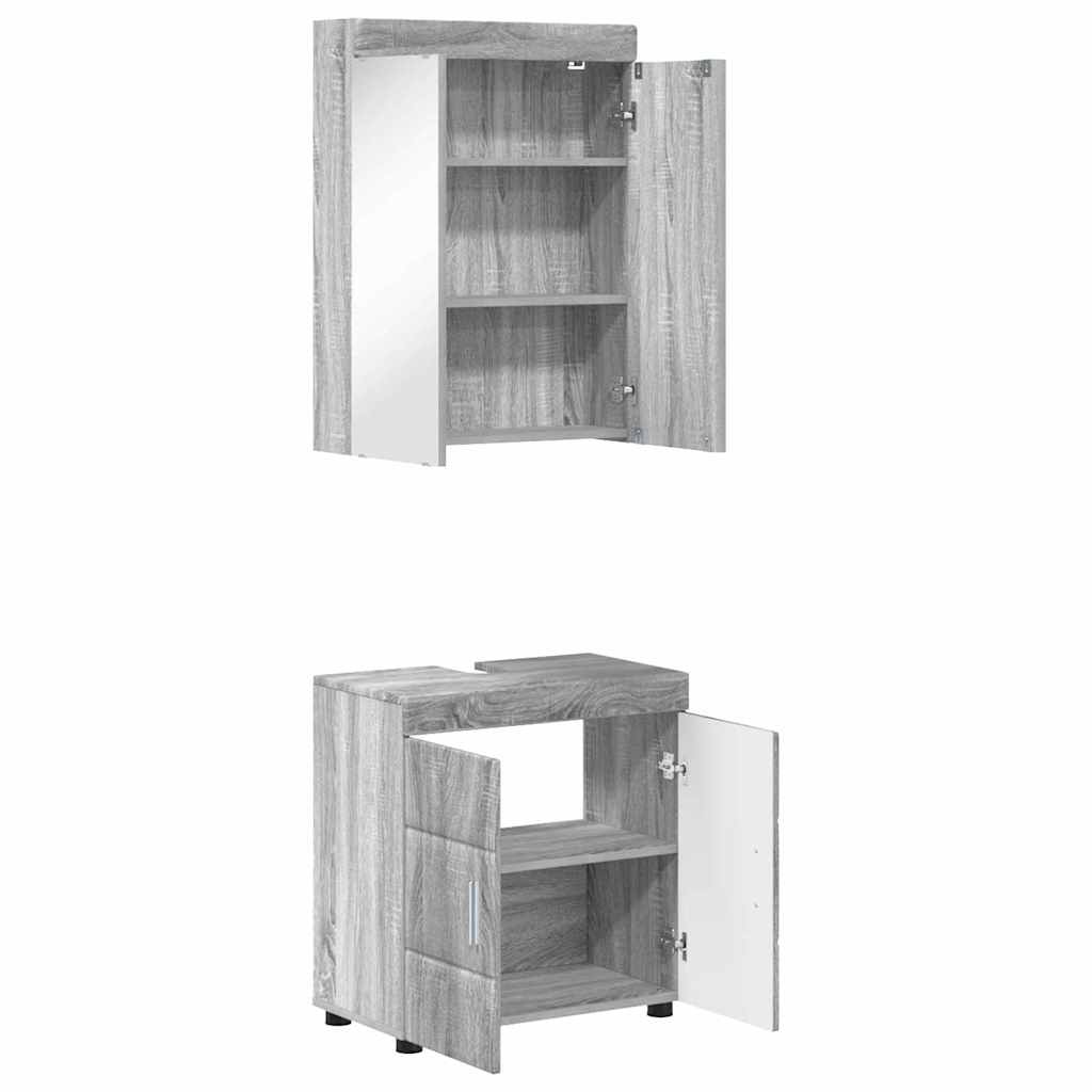 vidaXL Badezimmermöbel-Set mit Regal TULUM Graues Sonoma Holzwerkstoff