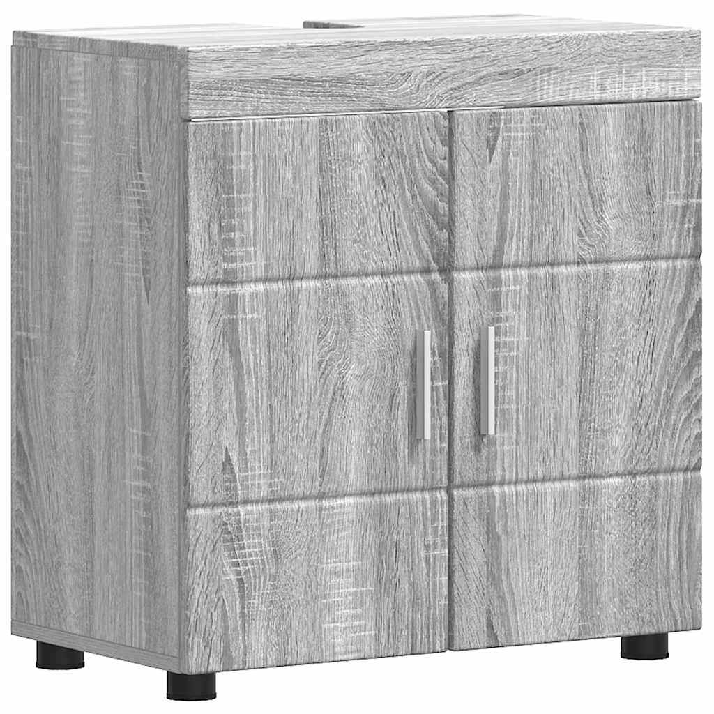 vidaXL Badezimmermöbel-Set mit Regal TULUM Graues Sonoma Holzwerkstoff