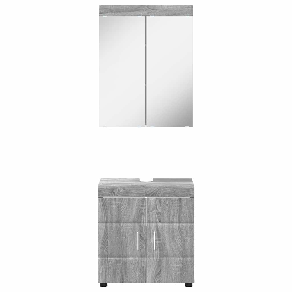 vidaXL Badezimmermöbel-Set mit Regal TULUM Graues Sonoma Holzwerkstoff