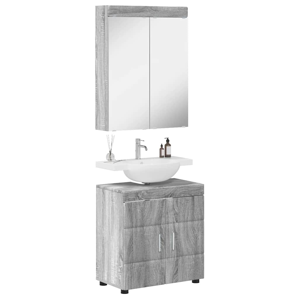 vidaXL Badezimmermöbel-Set mit Regal TULUM Graues Sonoma Holzwerkstoff