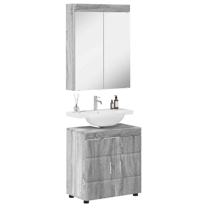 vidaXL Badezimmermöbel-Set mit Regal TULUM Graues Sonoma Holzwerkstoff