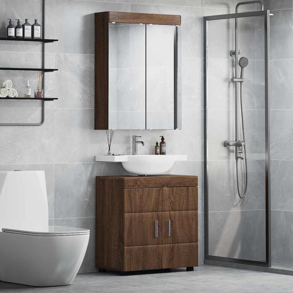 vidaXL Badezimmermöbel-Set TULUM Braun Eichen-Optik Holzwerkstoff