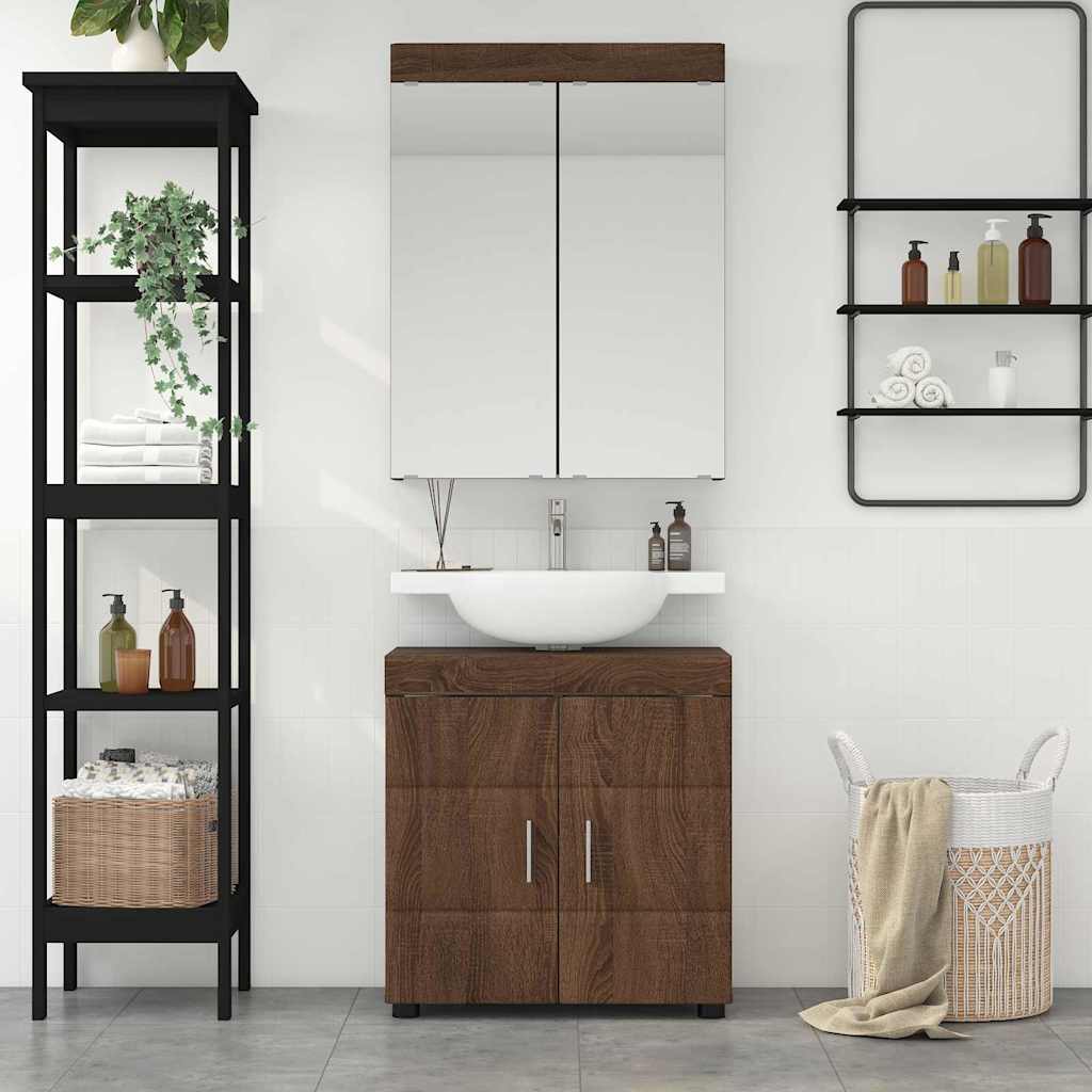 vidaXL Badezimmermöbel-Set TULUM Braun Eichen-Optik Holzwerkstoff