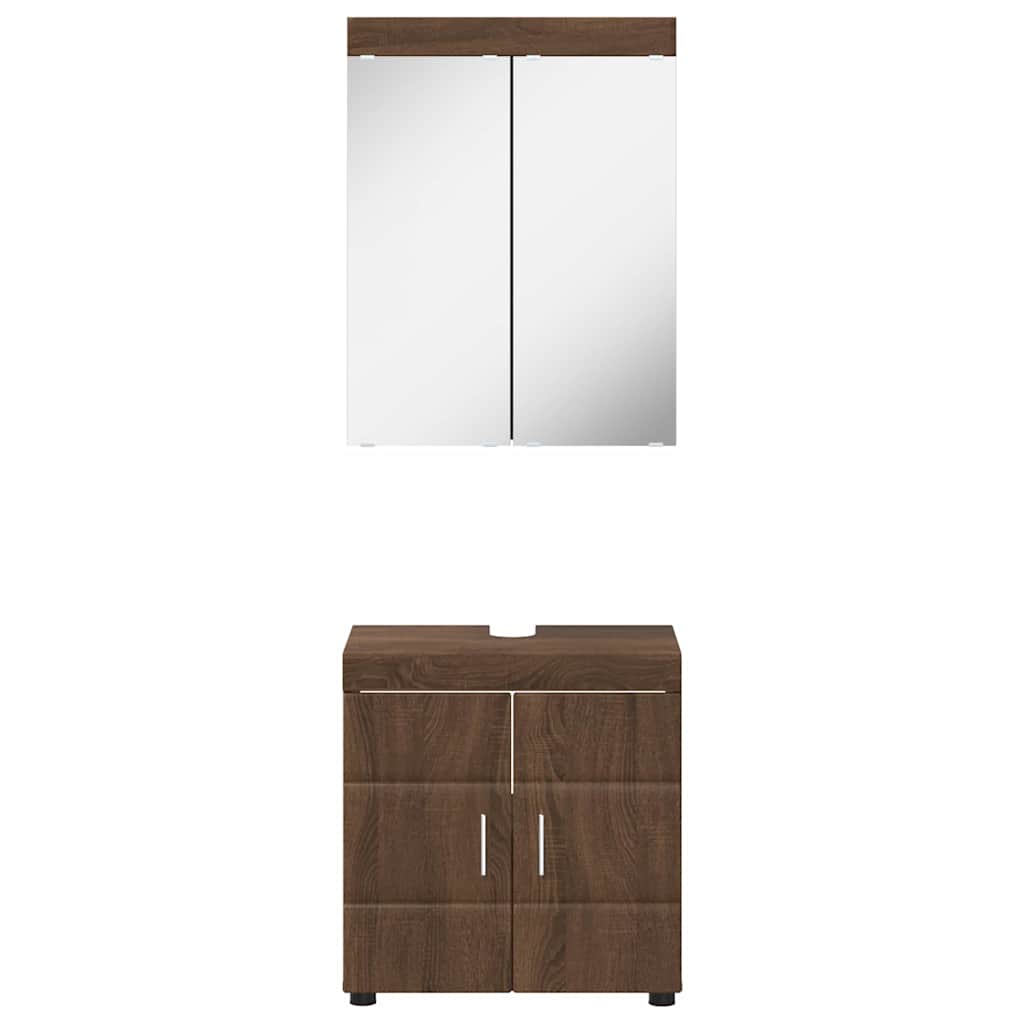 vidaXL Badezimmermöbel-Set TULUM Braun Eichen-Optik Holzwerkstoff